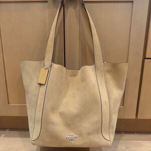 Coach Hadley Suede Tote CV998 Beige Tan Large Shoulder Bag